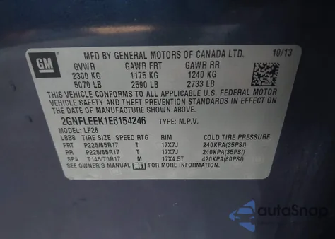 2014 Chevrolet Equinox Ls из США, поврежденный, VIN 2GNFLEEK1E6154246